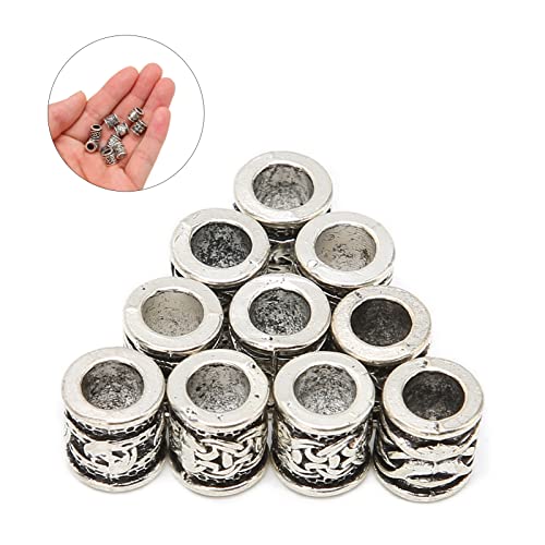 Entatial Beard Beads , Alloy Dreadlock Beads Viking Beard Beads for Hair and Beard Decoration, silver - Image 3
