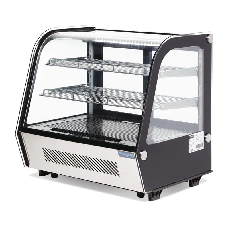 Polar - G-Series GP291 - Réfrigérateur de comptoir pour confiserie, Noir, 160 L – Acier inoxydable et verre, classe énergétique A, lumière LED
