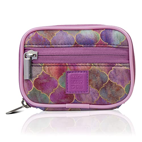 Image of Made Easy Kit Pill Case - Weekly Medicine Organizer with Removable Seven-Day Vitamin & Supplement Box - Premium Neoprene for Travel Purse Accessory (Purple Stained Glass)