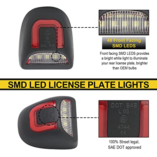 R&F Auto Red U-Shaped Led License Plate Lights Compatible With Silverado & Sierra 1500 2500 3500 Hd/Avalanche/Tahoe/Suburban/Traverse/Yukon/Yukon Xl/Escalade & Esv/Ext Pickup Tag Lamp #TOP2