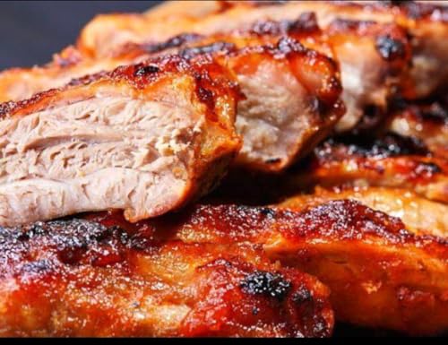 Costillar de Cerdo BBQ Asado en Horno de Leña 600g | Cocción Lenta 6h | Listo para Calentar | 60 Días Refrigerado | Apto para Congelar | Gourmet al Vacío. Caja 6 unidades.