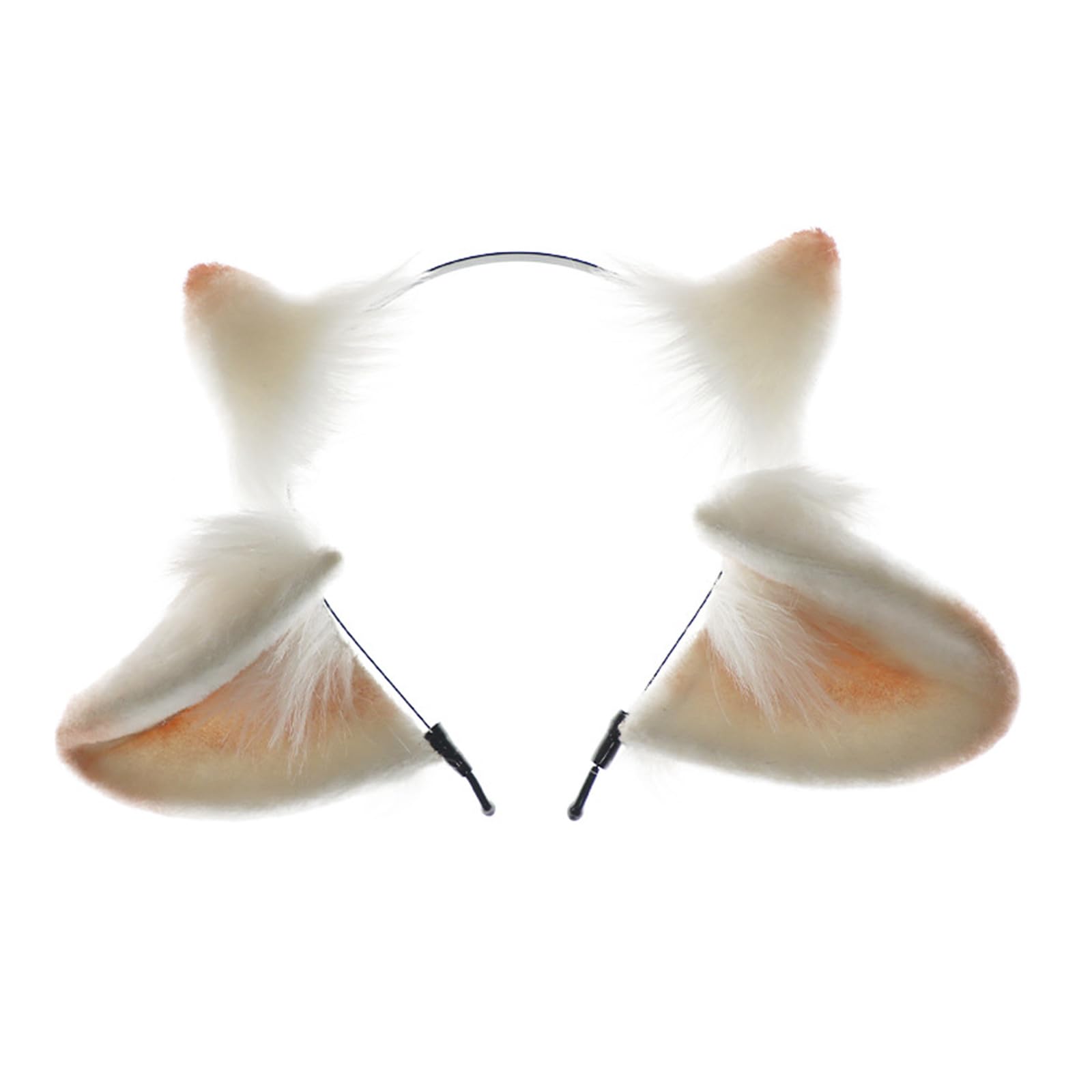 Luoyiyuan Women's Milkshake Color Realistic Sheep Ear Hairhoop For Roleplay Cosplay Costume Headband Halloween Headpieces Japanese Bendable Anime Headband