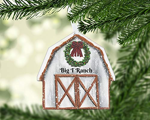 Barn Personalized Christmas Ornament, Farm Ornament, Ranch Ornament, White Barn Ornament, Holiday Decoration, Gift Exchange, Tree Decor