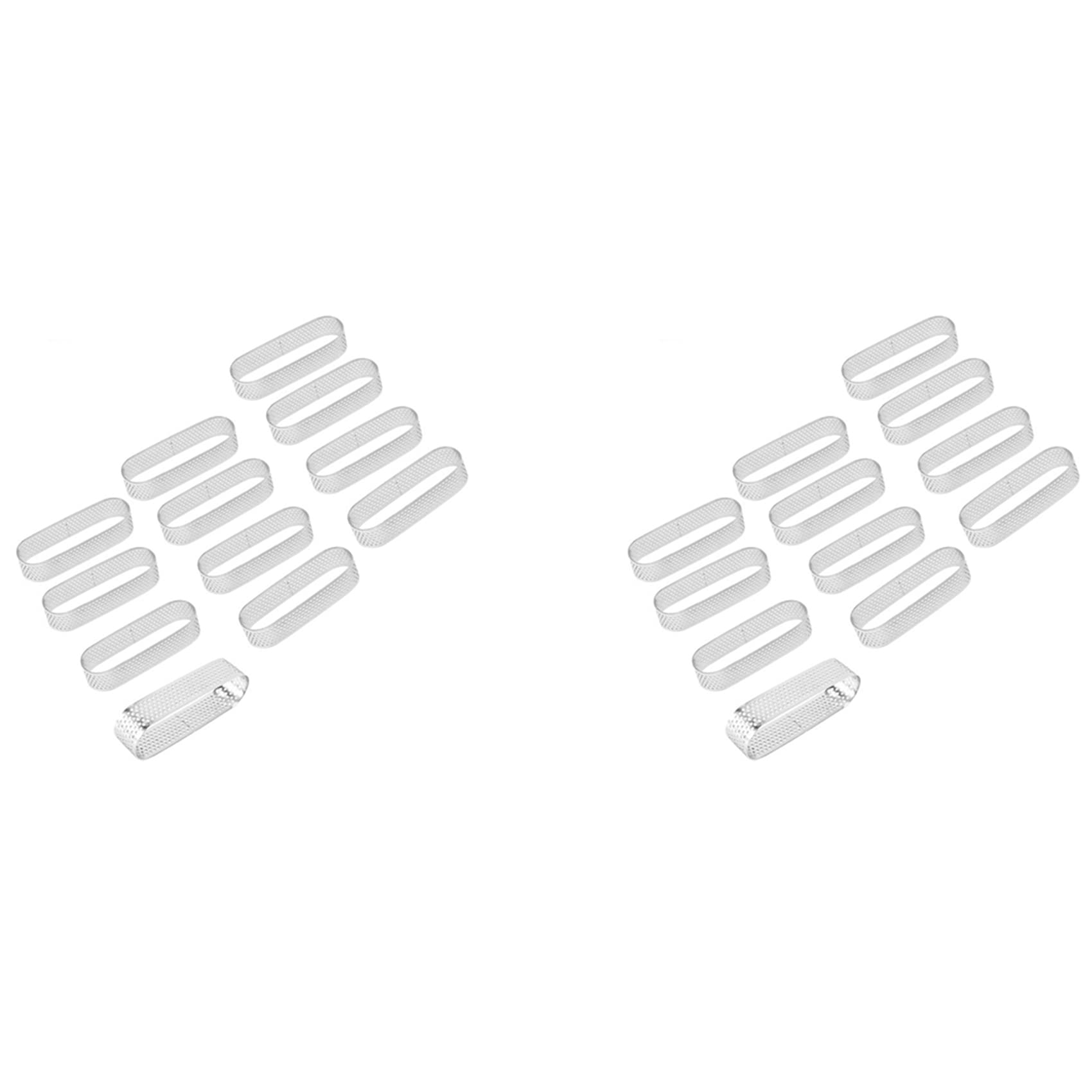 Hndhbfgrt 24Pcs Oval Tartlet Molds French Dessert Mousse Fruit Pie Tart Ring Quiche Cake Mold, Stainless Steel Tart Mousse Ring
