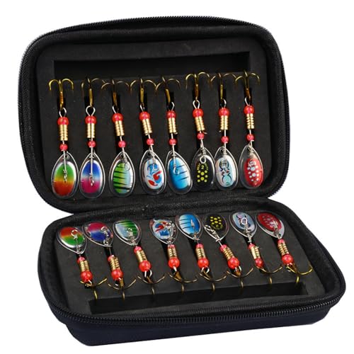 Lot de 16 cuillères à truite clignotantes avec...