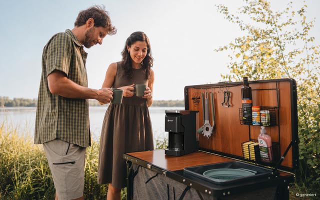 BERGER Camp&Brew Camping Kaffeemaschine | 3in1 für Kapseln & Pulver
