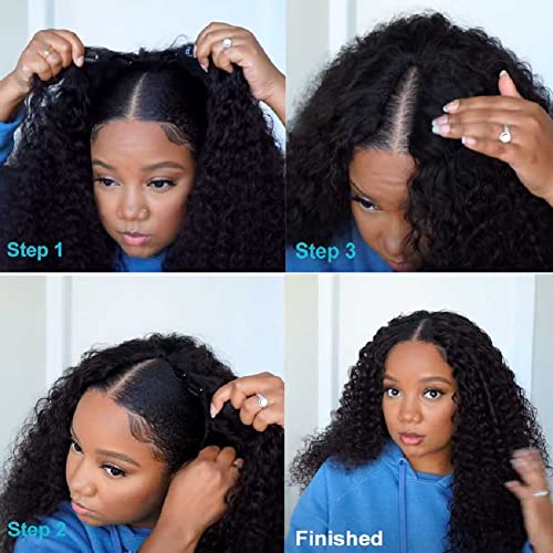 Alipearl Hair Wig Yaki V Part Wig Human Hair Kinky Straight Wig Brazilian Virgin Hair Upgrade U Part Wigs Glueless Full Head Clip In Half Wig V Shape Wigs Yaki Straight Human Hair Wigs For Black Women (14Inch) #TOP4