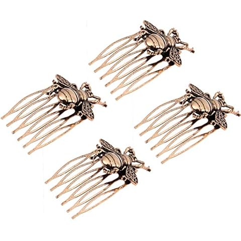 SOLUSTRE 4 Stück Haarkamm Schmuck Bienen Haarschmuck Kamm Haarspange Haar Kämmchen Vintage Kopfschmuck Mädchen Frauen Damen Schmuck Geschenk Kostüme Zubehör Cover