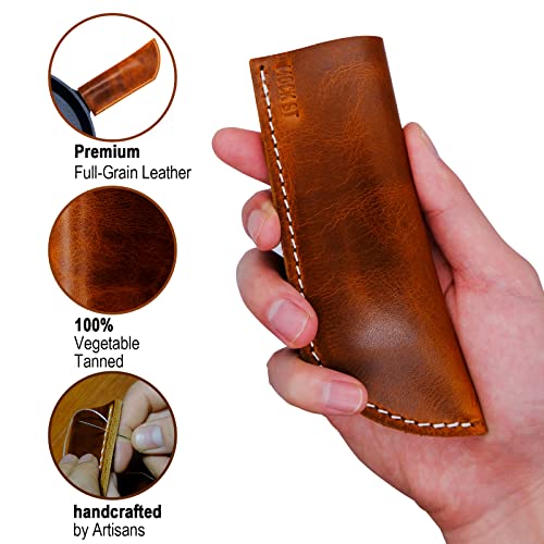 Mock St Handmade Leather Cast Iron Skillet Pan Handle Cover - Heat Resistant, Non-Slip, And Fits Most Cookware, For Your Cooking Needs - Made With Genuine Leather (Classic Leather Brown) #TOP5