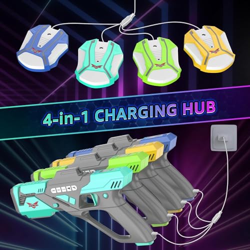 Image of Rechargeable Laser Tag Set with Vests, Upgrade Laser Tag Guns Set of 4 with Mist Spray Effect & LED Digital, Multi Player Laser Tag Set for Kids Toy for Teen Boys & Girls, Ages 8+