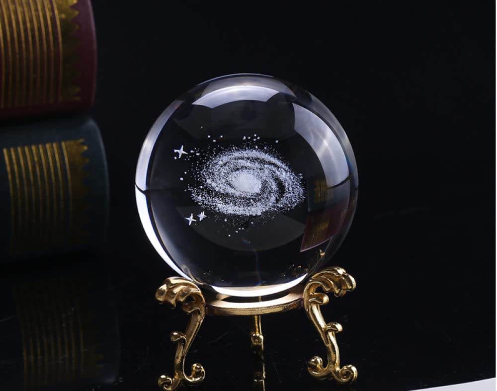 6/8cm średnica kula Galaxy miniatury kryształowa kula 3D grawerowane szkło kwarcowe kula kula akcesoria do dekoracji domu prezenty, C, 6 cm