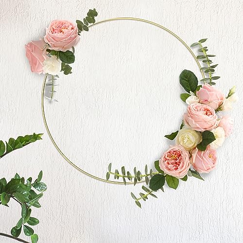Sntieecr 5PCS 18Inch Metal Floral Hoop Rings Centerpiece Table Decorations, Wreath Metal Golden Hoops for DIY Home and Christmas Decorations, Wedding Wreaths and Table Decor - Thumbnail 6
