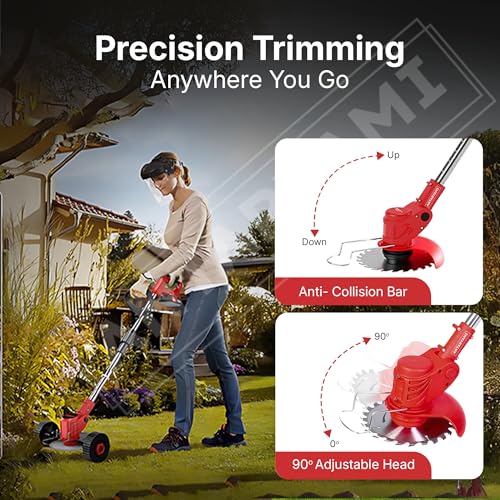 Image of Electric Wireless Rechargeable Edge Cutter 48V - 25cm Cutting Width | 2-in-1 Mower & Trimmer | Adjustable Height | 3 Blade Types | Lightweight & Portable | Lawns & Gardens (A5)