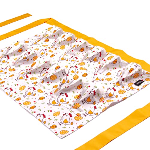 Hulogen - Egg Collection Apron With 12 Pockets For Gathering Chicken, Duck, Goose, And Quail Eggs - Great For Men, Women, And Children (Cartoon Chickens, Yellow) #TOP2