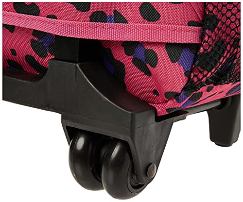 Rockland Double Handle Rolling Backpack, MAGENTALEOPARD, 17-Inch4