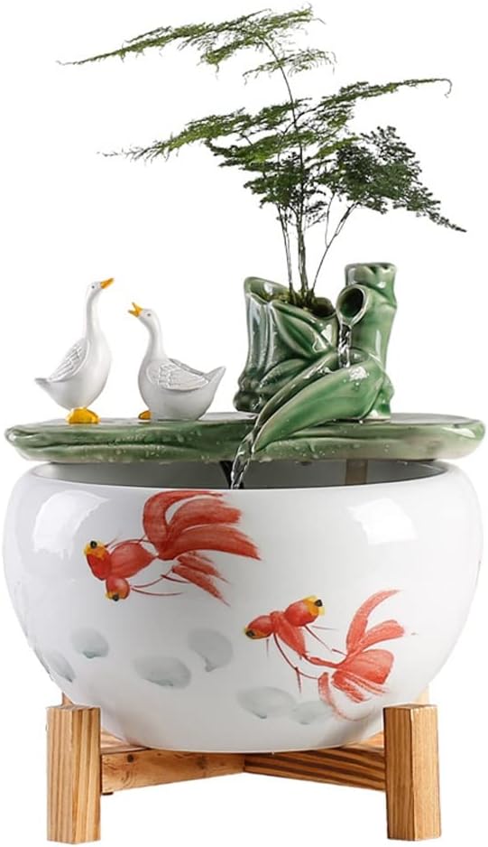 Office Fountain Tabletop Fountain Ceramic Circulating Water Fountain Home Fortune Ornament Office Living Room Desktop Decoration Water Fountain Decor (A)