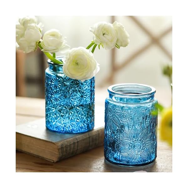   ANSQU-Blue-Glass-Jar-237-FL-OZ-Vintage-Glass-Canister-with-Airtight-Lid-Candy-JarSugar-Container-for-Kitchen-Pantry-Coffee-Tea-Cookie-Decorative-Jars-Holds-Bath-Salt