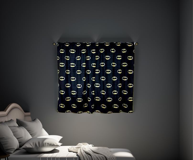 Miniatura 3 de Juego de ropa de cama de superhéroe con toalla de playa, manta de vellón, juego de colcha y cortina para niños (juego de cortinas negras)