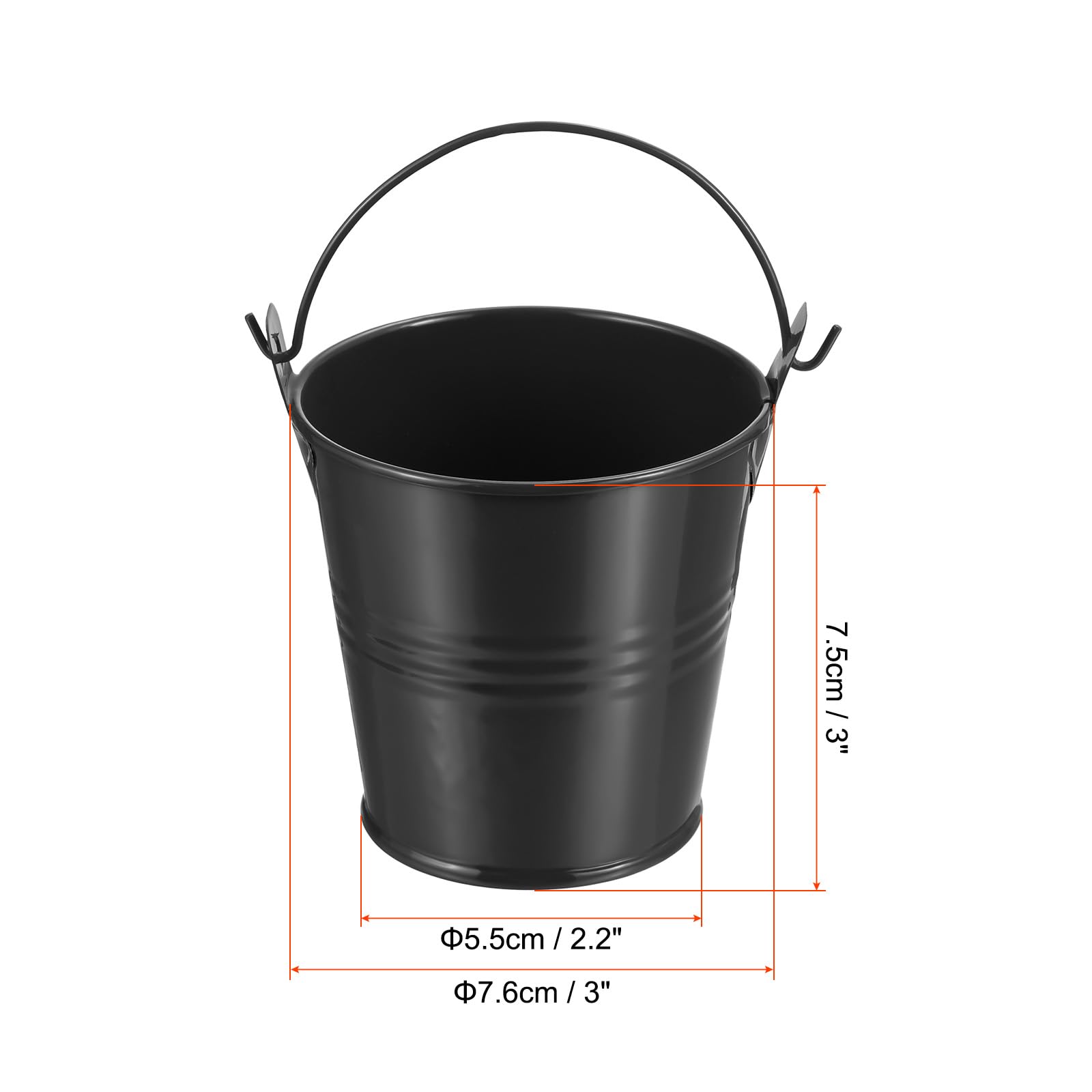 PATIKIL 3"x3" Pequeño Metal Cubo, 6 Paquete Colorido Cubos Lindo Caramelo Pequeño Decorativo Cubos con Manijas para Artesanías Fiesta Recuerdos, Negro