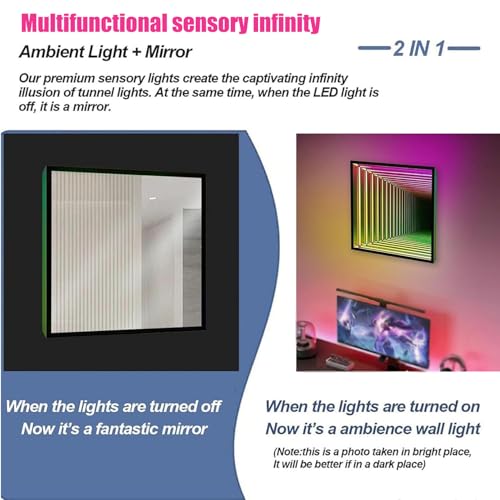 Lampa Infinity – zmieniająca kolor RGB artystyczna lampa ścienna, unikalna lampa biurkowa dla graczy, sensoryczna dekoracja pokoju, idealna do sypialni i garażu