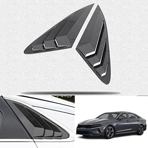 Kakash Custom Exterior Accessories for Kia K5 2021 2022 ABS Material Racing Style Rear Side Window Louvers Air Vent Scoop Shades Cover Blinds Trim 2Pcs/Set(Carbon Fiber)