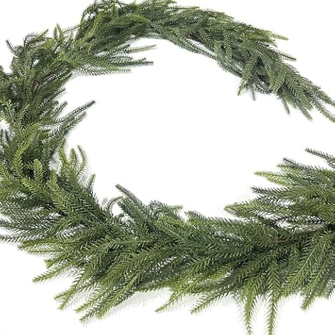 CLONG Artificial Pine Garland Realistic Faux Christmas Garland for Christmas Mantle Table Front Door Decorations Cover