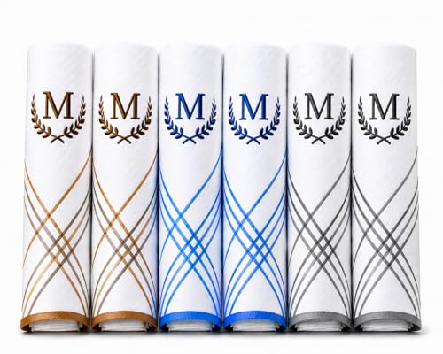 Image of GOLU MOLU Cotton White Formal Handkerchief Pack Of 6 | Office Travel Daily Use | Custom Initial Design | Free Size | Cotton Fabric | Customised N95 Mask Included