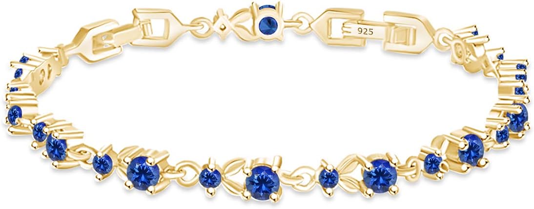 AFFY 14k Yellow Gold Over Sterling Silver Leaf Shape Tennis Bracelet Gift For Her