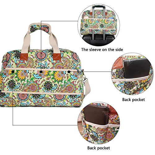 Malirona Canvas Overnight Bag Women Weekender Bag Carry On Travel Duffel Bag Floral4