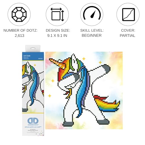 DIAMOND DOTZ Uni Dab Unicorn Diamond Painting Kits for Adults - Diamond Art Kits a Relaxing Creative Craft Kit with Dotz Gems 9.5