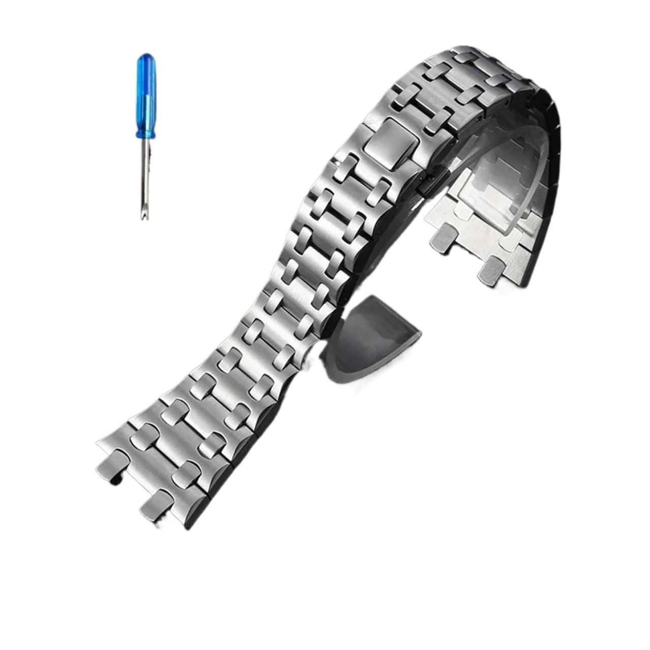 Genérico Correa de reloj de acero inoxidable de 28 mm compatible con AP15710 AP26470 Audemars Piguet Royal Oak Correa de reloj for hombre Accesorios de pulsera