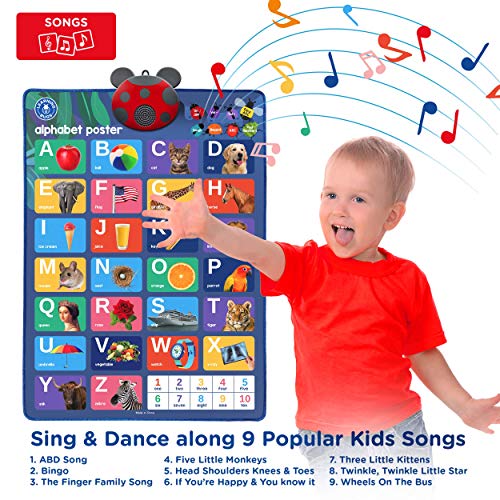 LEARNING BUGS Interactive ABC & 123s Talking Poster & Musical Wall Chart, Best Educational Toy for 2 Year olds and 3 Year olds. Electronic Toddler Toys for Boys & Girls. - Thumbnail 4