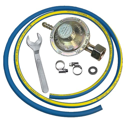 Crisalide® - Kit Tuyau Régulateur Professionnel 4 pièces (Gaz, GPL) Cuisine, Barbecue, Poêle: 1 Tuyau + 1 Régulateur + 2 Colliers + 1 Clé: Homologué...