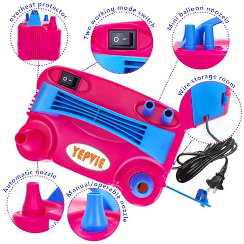 YEPVIE Electric Balloon Pump, Portable 2 Modes Balloon Blower Machine with 14 Balloon Arch Kits, Air Pump for Balloon, Balloon Inflator for Party Decoration - Image 10