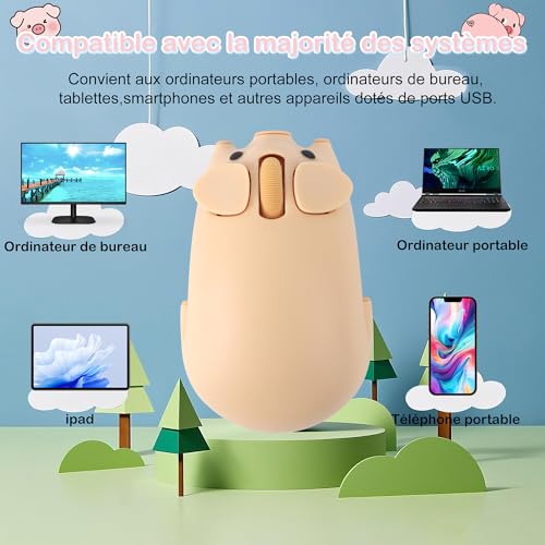 Ratón inalámbrico infantil ergonómico con conexión Bluetooth y USB de 1200 DPI 4