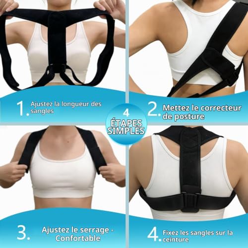 Yagaspantery Correcteur de Posture,Correcteur de Posture dos Redresse Femme Homme,Redresseur De Dos,Adjustable Back Postures Belt,Améliore la Postures du Bossu,Ceinture Dorsale – vue 6