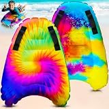JAMBO 2 Pack Inflatable Surf Body Boards with Handles for Water Slides, Boogie Boards for Beach, Pool, Lake & Slip Slides, Lightweight Floating Water Toys for Kids & Adults