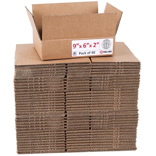 Image of Small Cardboard Boxes 9 inchL x 6 inchW x 2 inchH (Pack of 40) - USA-Made Packing Boxes for Moving, Shipping, or Storage - USPS, UPS, FedEx Approved - Professional Packing Supplies for Moving | USA-Made Packing Boxes for Moving, Shipping, or Storage - USPS, UPS, FedEx Approved - Professional Packing Supplies