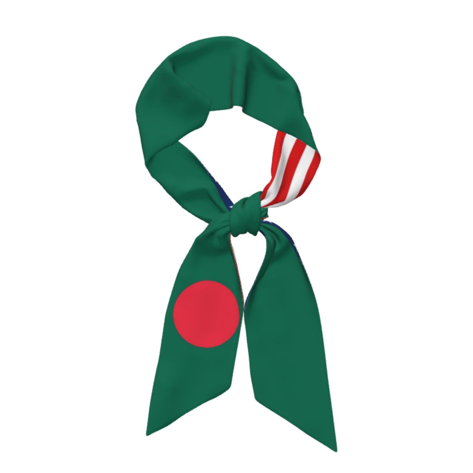 Women's Fashion Neck Scarf Bengal Bangladeshi America Flag Neckerchief Headscarf Novelty Satin Hair Wrap Double-sided Hairband Headband Belt for Handbag Purse Accessories Gift