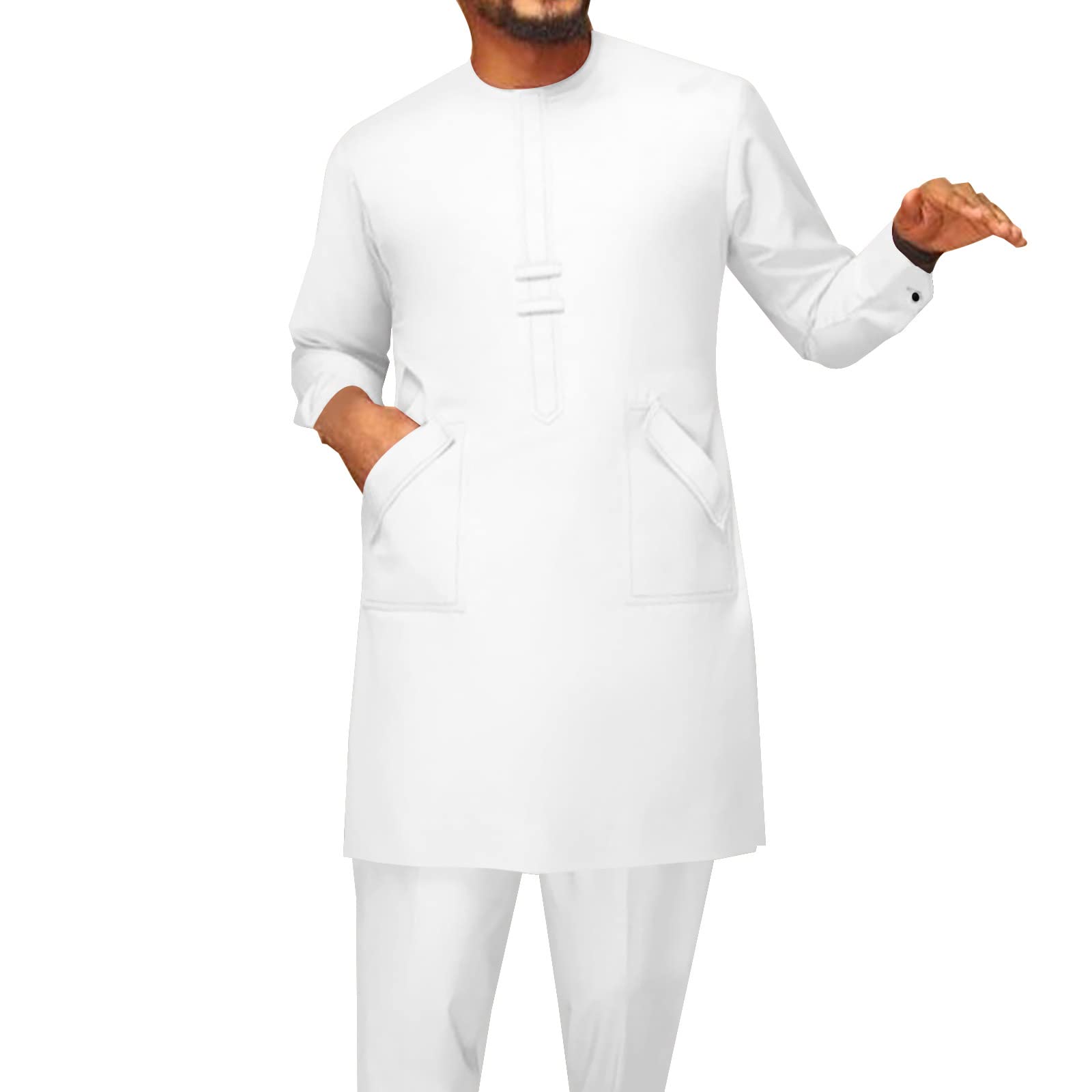 private afriprideAfrican Men Traditional Clothing Set Full Sleeve Dashiki Long Shirts and Pants 2 Piece Set African Suits