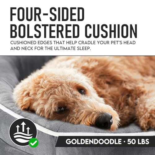 OhGeni Orthopedic Big Dog Couch Pet Sofa XL Sized Cat Beds with Comfort Foam Support, Soft Comfortable Fabric, Machine Washable Waterproof Removable Cover, 42-Inch (Gray) - Image 5