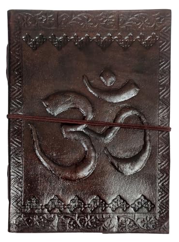 Carnet de notes en cuir Om avec papier naturel fait main unique - 3