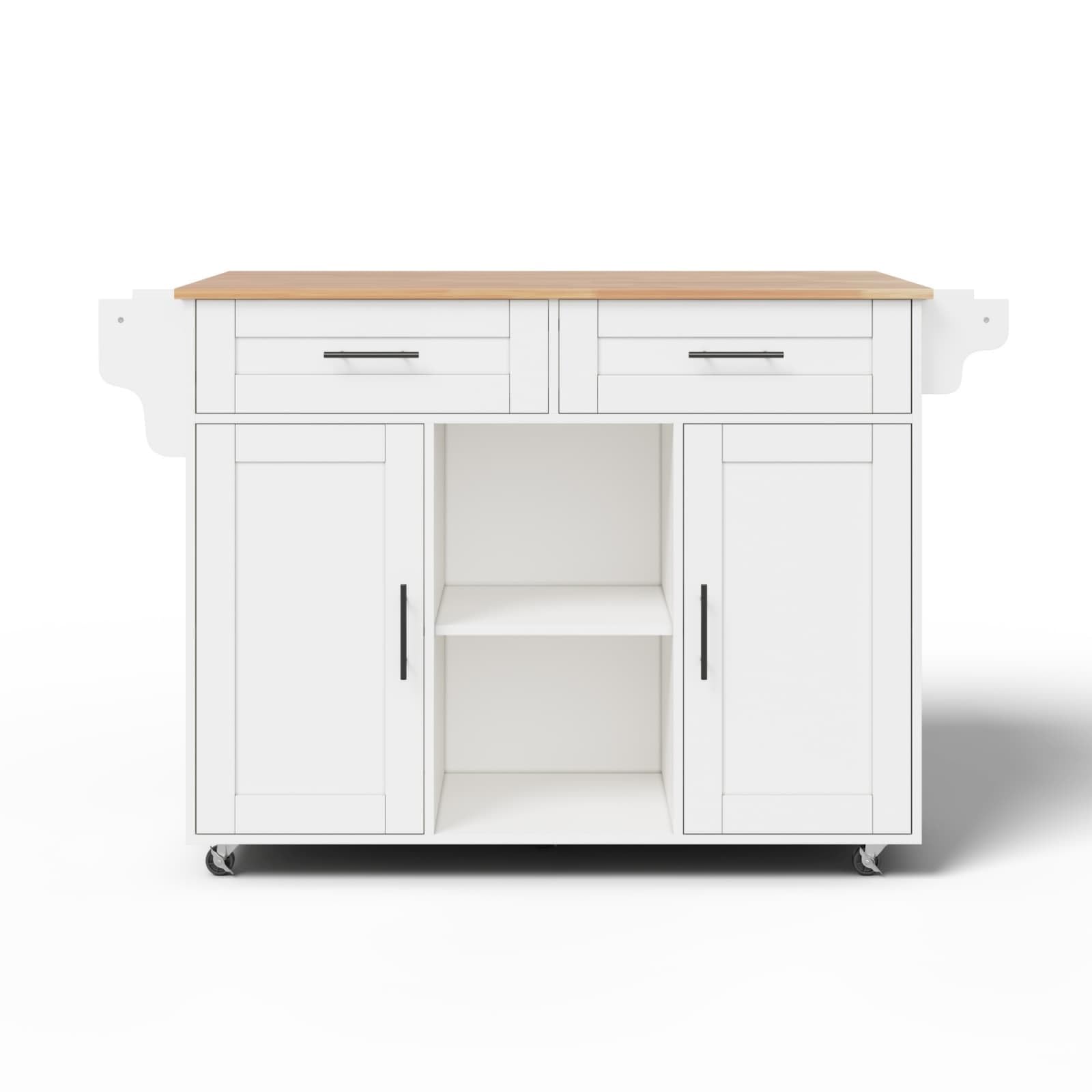KOMHTOM ilot de Cuisine Moderne, Armoire de Cuisine, Chariot de Salle à Manger, Plateau de Table Pliable, 3 tiroirs, 2 Portes, étagère de Rangement et Porte-Serviettes (Blanc-10)