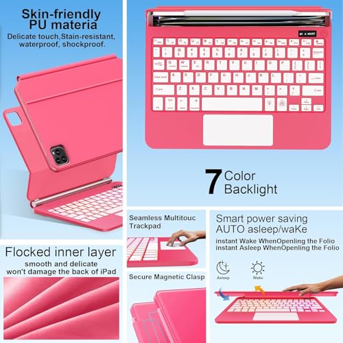 GGQFGTOJ iPad Pro 13インチ用ケース キーボード付き (M4, 2024) マジックスタイル マグネット - 7色バックライト - フローティングカンチレバースタンド - マルチタッチ トラックパッド キーボードケース iPad Pro 13用 の商品画像 4