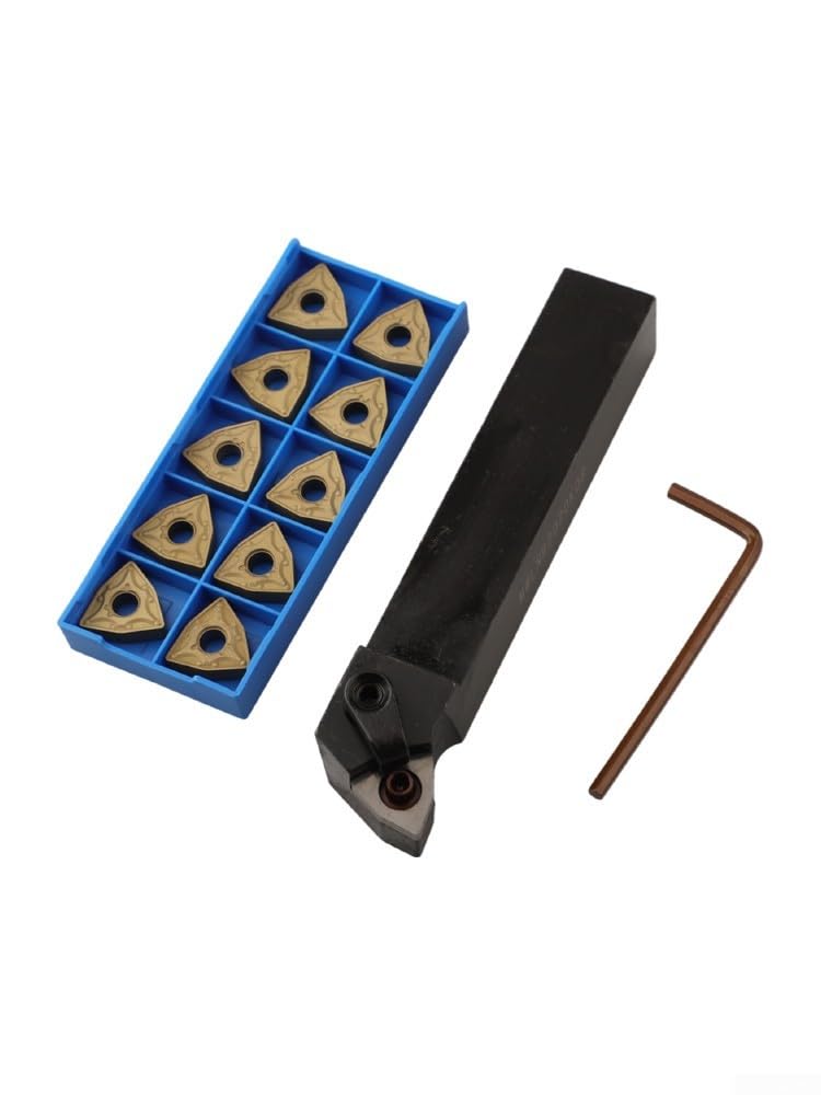 MWLNR2020K08 Porte-outils de tournage avec 10 inserts en carbure WNMG0804 pour usinage CNC, finition acier et fonte, poussière