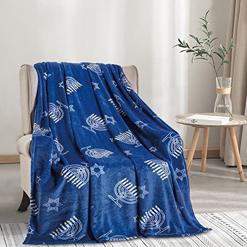 Plazatex Hannukah Micro Plush Decorative Halloween Throw Blanket 50" X 60" Blue #TOP10