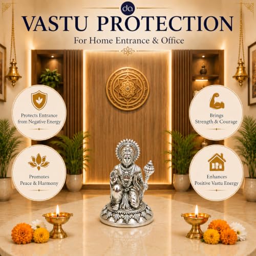 Image of Silver Plated Hanuman ji Idol for Car - 4 Inch | Compact Bajrangbali Murti for Home Temple, Car Dashboard | A Home Decor Lord Hanuman Idol Gift