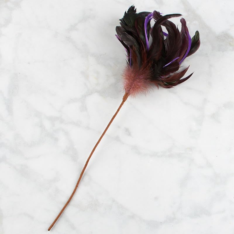 Factory Direct Craft Purple Plum Feather Spray - Stem for Wedding Centerpieces, Party Decorations, Costumes and Crafts (Size: 16