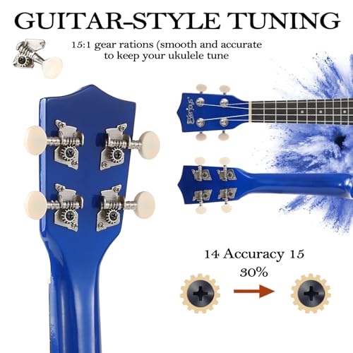 Image of Everjoys Soprano Ukulele Beginner Kit 21 Inch w /Free Online Lesson Gig Bag Tuner Picks Strap, Fast to Learn (Shinny Blue）