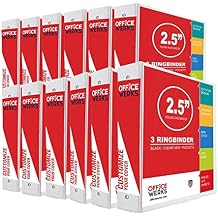 Performore 3 Ring Binder, 2.5" Professional Round Ring, Presentation Folder for Standard Pages with Inside Pockets, Customizable Clear View White Binder 12 Pack - Ideal for Office Supplies